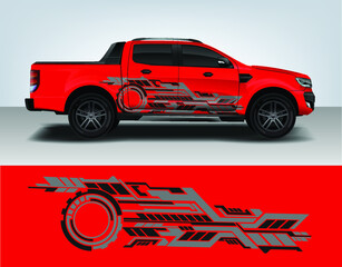 Vinyls sticker Decals for Car truck mini bus modify Motorcycle. Racing Vehicle Graphics kit isolated vector design race Elegant stripes modern red technology background for wrap © Yoga