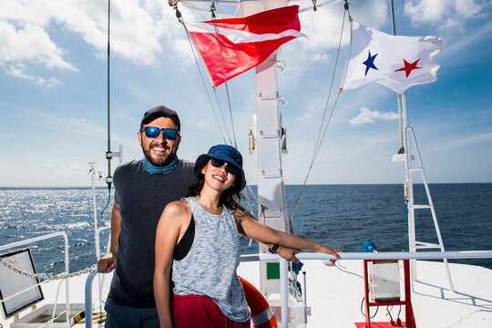 couple on board of a research vessel at Tubbataha reef