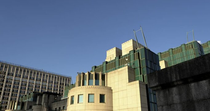 Time lapse 4k at 30fps footage of Secret Intelligence Service&nbsp;(SIS) headquarters in London, UK, commonly known as&nbsp;MI6, the foreign&nbsp;intelligence service&nbsp;of the&nbsp;United Kingdom