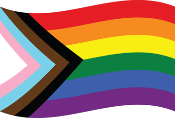 Waved LGBTQ Rainbow flag Quasar Progress
