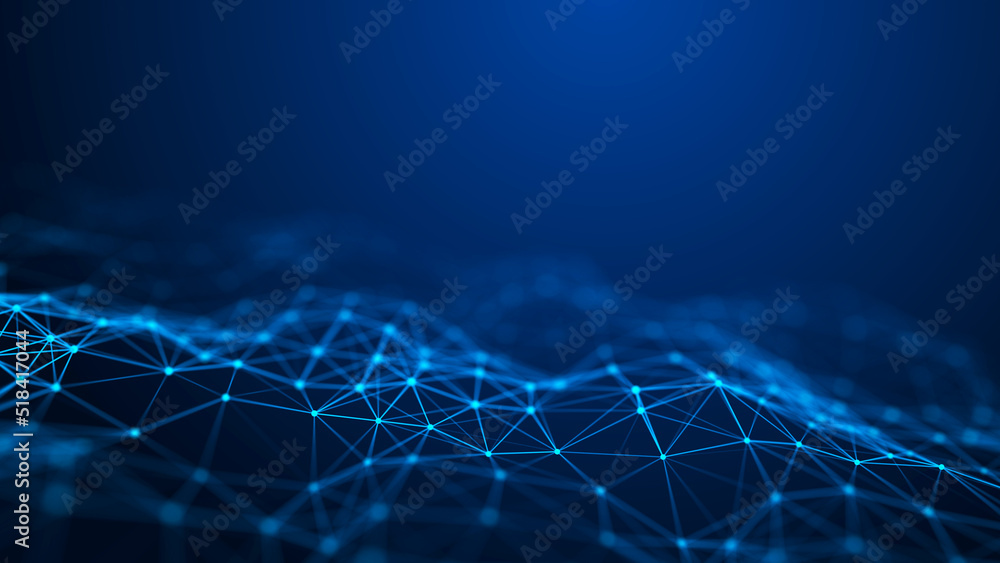 Poster data exchange. 3d mesh with connecting points and lines. abstract technology background. 3d renderin