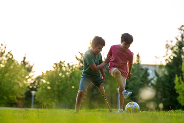 Happy kids playing in the park