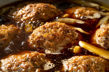 Special Chinese food marinated lion head