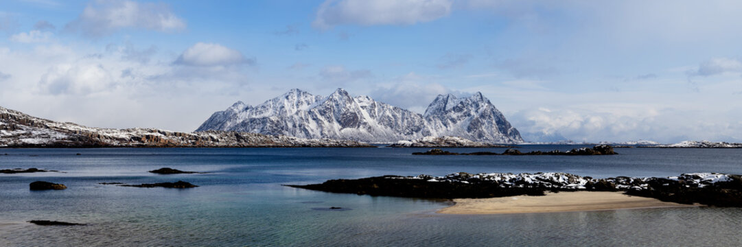 Litlmolla lille molla Island Lofoten Norway in winter