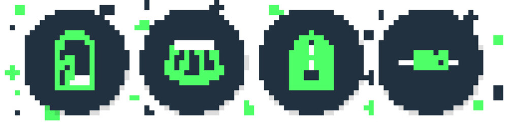 Obraz premium Set line Skirt, Backpack, Christmas mitten and Bow tie icon. Vector