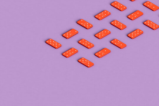 rows of pink dominoes on a violet backgrund