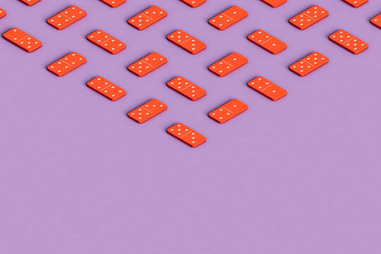 many pink dominoes in a shape of a triangle