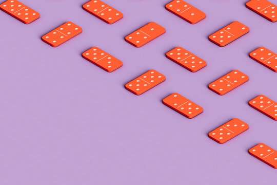 3d render of many pink dominoes