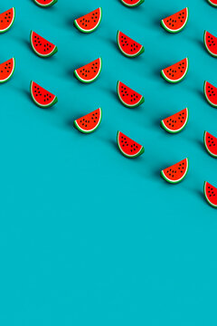 many slices of watermelons. 3d render