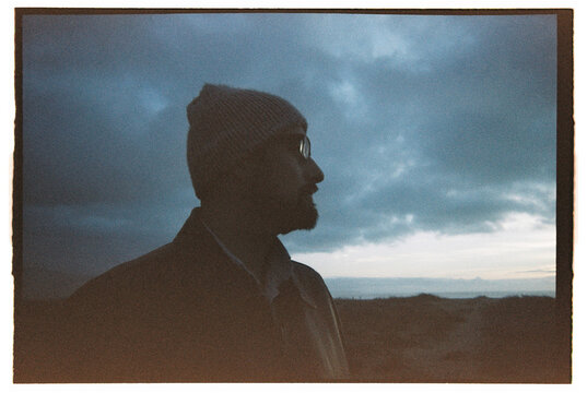 Man looking away, shot on film