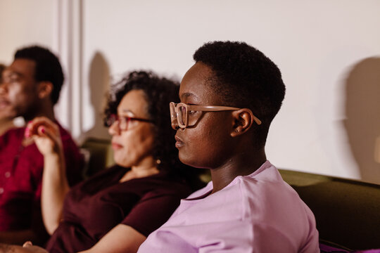 Woman Watching Tv At Home