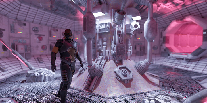 African man in futuristic interior