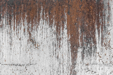 White paint abstract pattern on the surface of an old rusty metallic texture steel background rust brown
