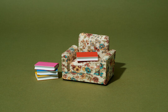 armchair and books