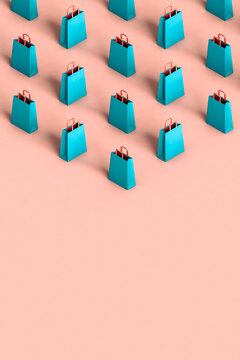 isometric view of blue shopping bags