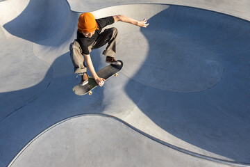 Young boy on a skateboard