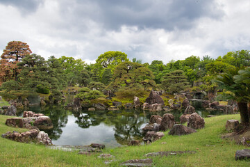 Fototapeta na wymiar The garden pond inside Nijō Castle. Kyoto Japan 