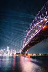 Sydney Harbour Bridge at the Vivid Light Festival in June 2022