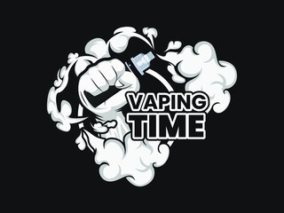 vape shop logo vector design with hand icon