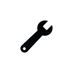 Wrench icon. Simple solid style. Tool, key, spanner, mechanical concept. Glyph vector symbol illustration isolated on white background. EPS 10.