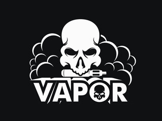 skull vape logo with vapor