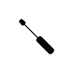 Slotted common blade screwdriver flat icon. Simple solid style. Glyph vector illustration symbol isolated on white background. EPS 10.