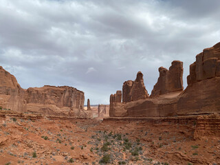 Photo of Park Avenue Trail on Arches Entrance Road in Arches National Park located in Moab, Utah, United States USA.