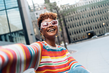 Funny woman taking photography