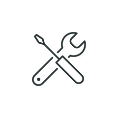 Maintenance icon. Simple outline style. Tool, wrench and screwdriver, spanner sign. Home services concept. Thin line vector illustration symbol element isolated on white background. EPS 10.
