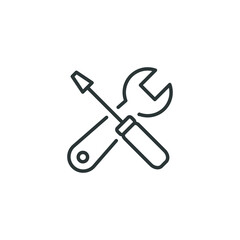 Maintenance icon. Simple outline style. Tool, wrench and screwdriver, spanner sign. Home services concept. Thin line vector illustration symbol element isolated on white background. EPS 10.