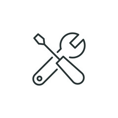 Maintenance icon. Simple outline style. Tool, wrench and screwdriver, spanner sign. Home services concept. Thin line vector illustration symbol element isolated on white background. EPS 10.