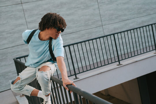 Handsome Black Man Wearing Headphones