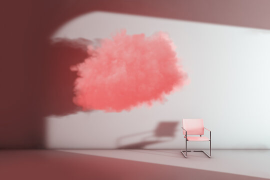Pink cloud next to a chair