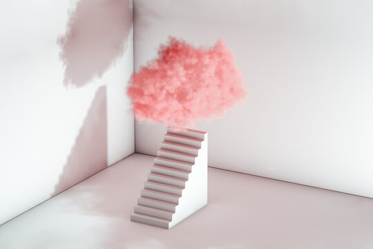 Pink cloud over some stairs