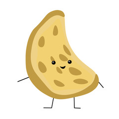 Funny piece of cheese on white background