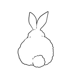 Illustration design of a simple rabbit butt line drawing