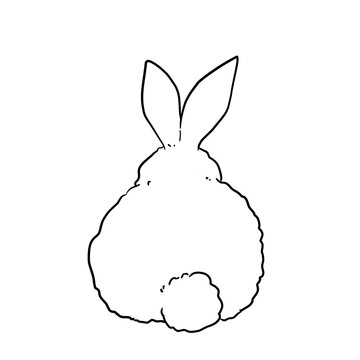 Illustration design of a simple rabbit butt line drawing