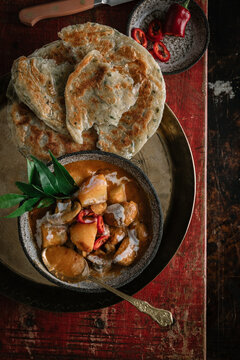 Vegan Vegetable Coconut Curry with Roti Prata