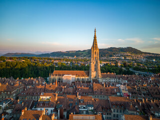 Fototapeta premium Bern Munster - the Cathedral of Bern in Switzerland from above