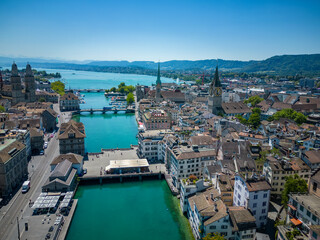 Obraz premium Amazing view over the city center of Zurich in Switzerland