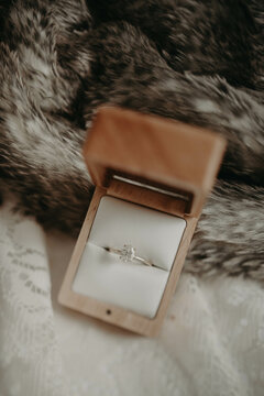 closeup of a diamond engagement ring