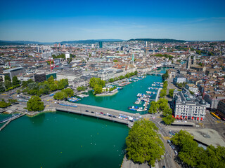 Amazing view over the city center of Zurich in Switzerland