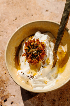 Dandelion Fritter with Yogurt