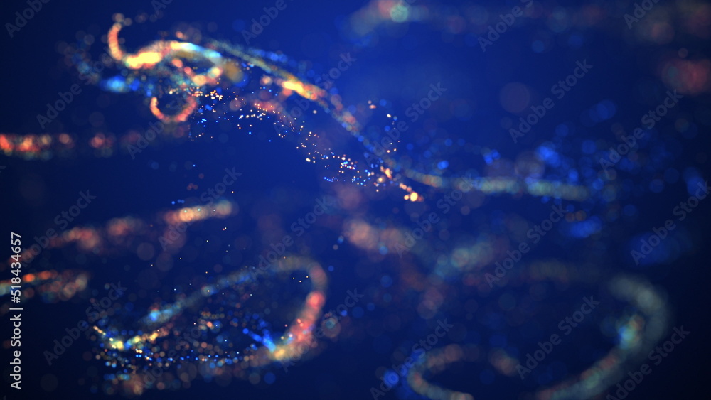 Aufkleber blue and golden particle stream. digital data flow. creative abstract background. dynamic pattern wi