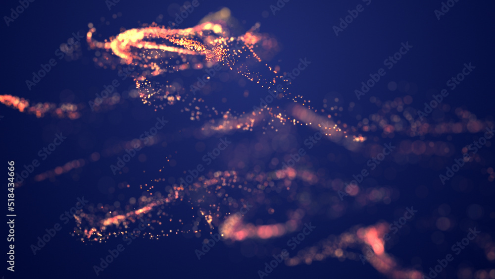 Aufkleber golden particle stream. digital data flow. creative abstract background. dynamic pattern with fluid 