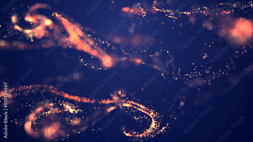 Aufkleber golden particle stream. digital data flow. creative abstract background. dynamic pattern with fluid 