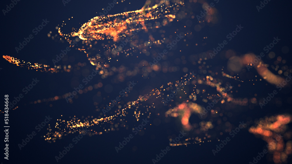 Aufkleber golden particle stream. digital data flow. creative abstract background. dynamic pattern with fluid 