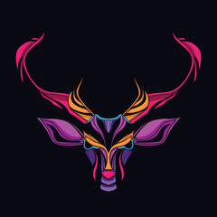 deer/reindeer  neon zentangle artwork illustration
