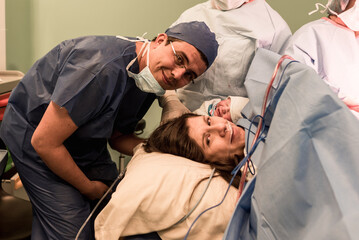 Couple with the newborn child