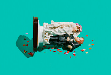 wedding cake topper dropped on the floor